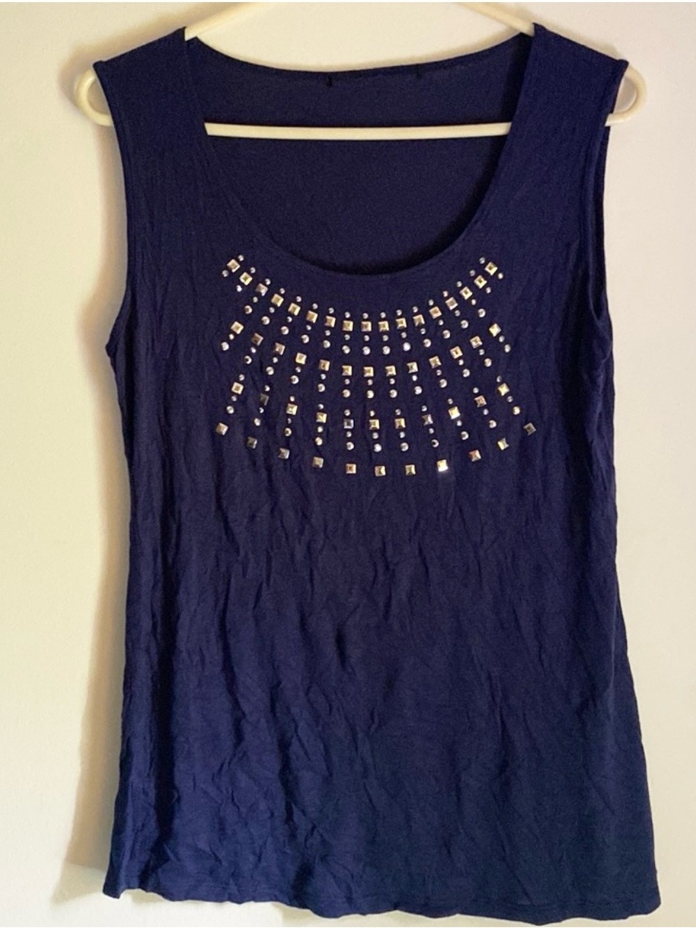 Sleeveless Blue Top w/ Studs